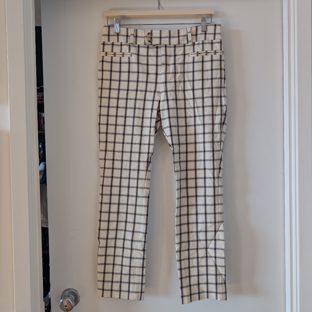 Off White Checked Anthropologie Skinny Pants Size 4